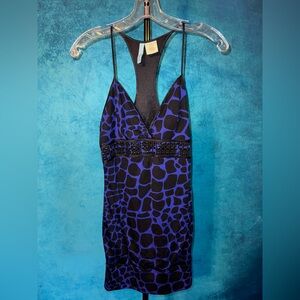 Y2K Marciano GUESS Blue & Black Animal Print Bodycon Dress
